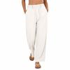 Ladies' Fashionable Color Straight Leg Pants With High Waist Pockets Casual Pants