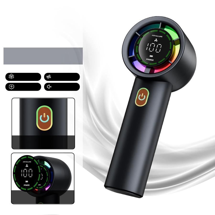 Handheld Fan 3000mAh Battery Personal Digital Display USB Rechargeable for Travel Outdoor School Gift
