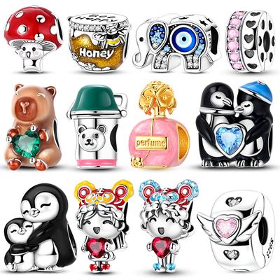 Original 925 Silver Penguin Charms Winter New Cute Beads DIY Jewelry Making Gift For Women Bracelet Necklace