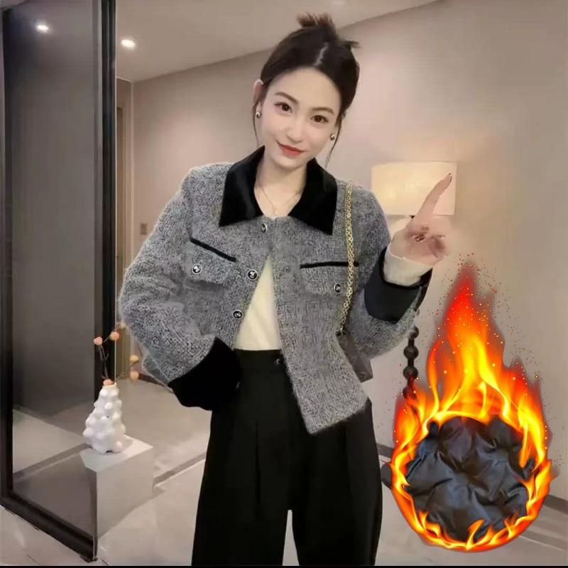 

Women s Button Down Autumn and Winter Long Sleeve Round Neck Cardigan Fashionable Casual Elegant Jacket Top S сірий колір