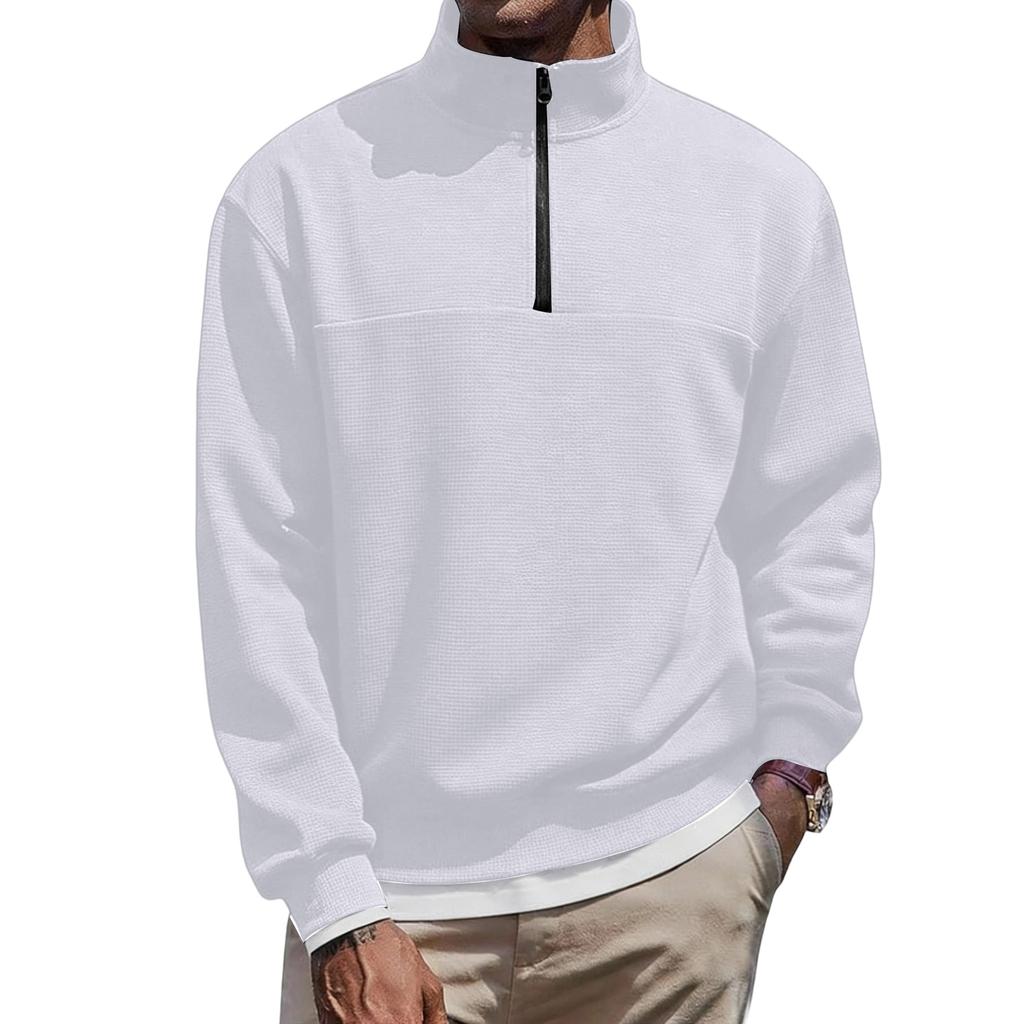 Men's And Women's Casual -color Long-sleeved T-shirts, Men's Sporty Breathable Stand-up Collar Half-zipper Top