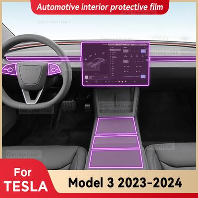 עבור טסלה מודל 3 2023 2024 מסך קונסולה מרכזית פנימית לרכב סרט הגנה מדבקת תיקון נגד שריטות אביזרים