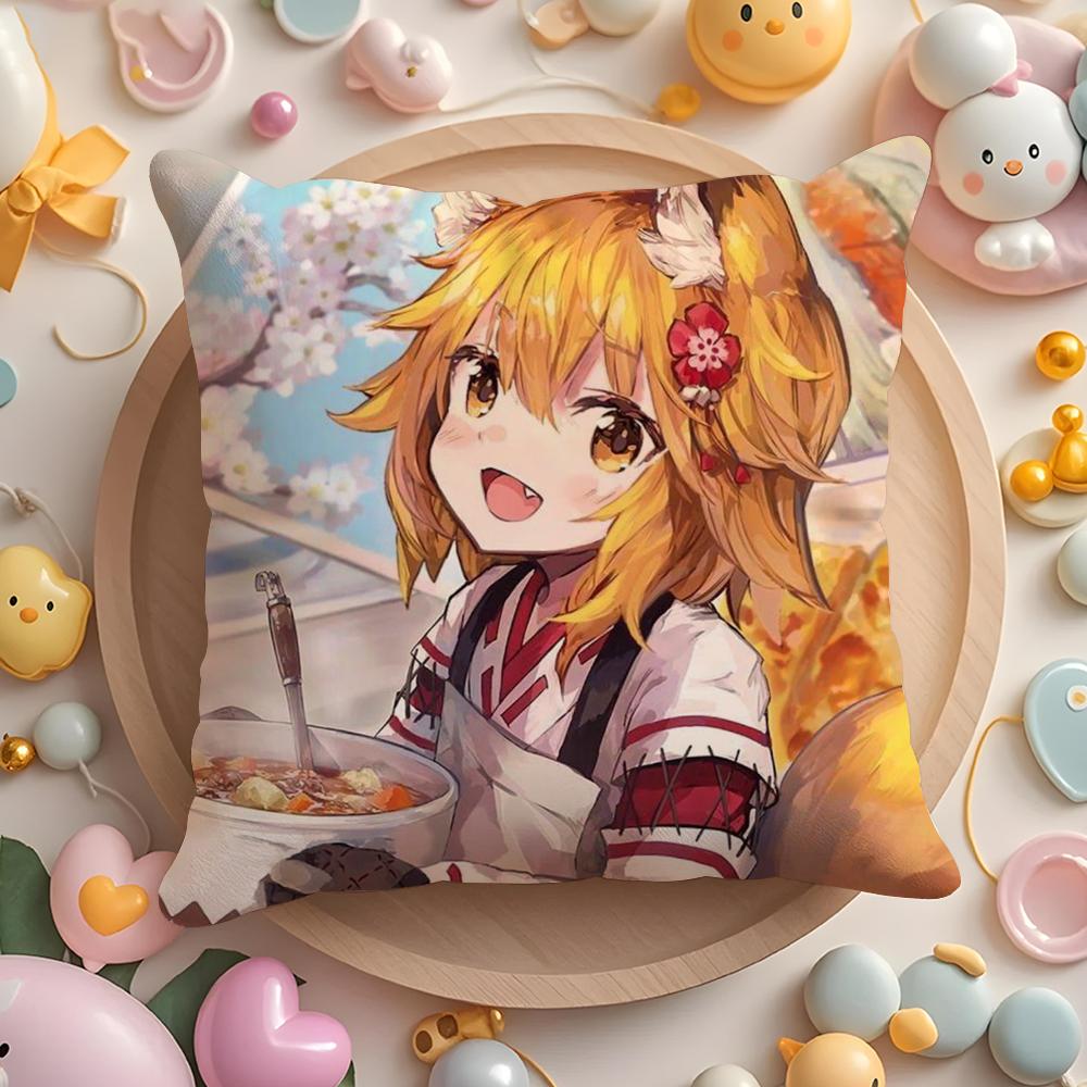 The H-Helpful Fox S-Senko-San Cushion Cover Plush Fabric Soft Double-Sided Printed Sofa Warm Winter Home Gift Pillow Cover