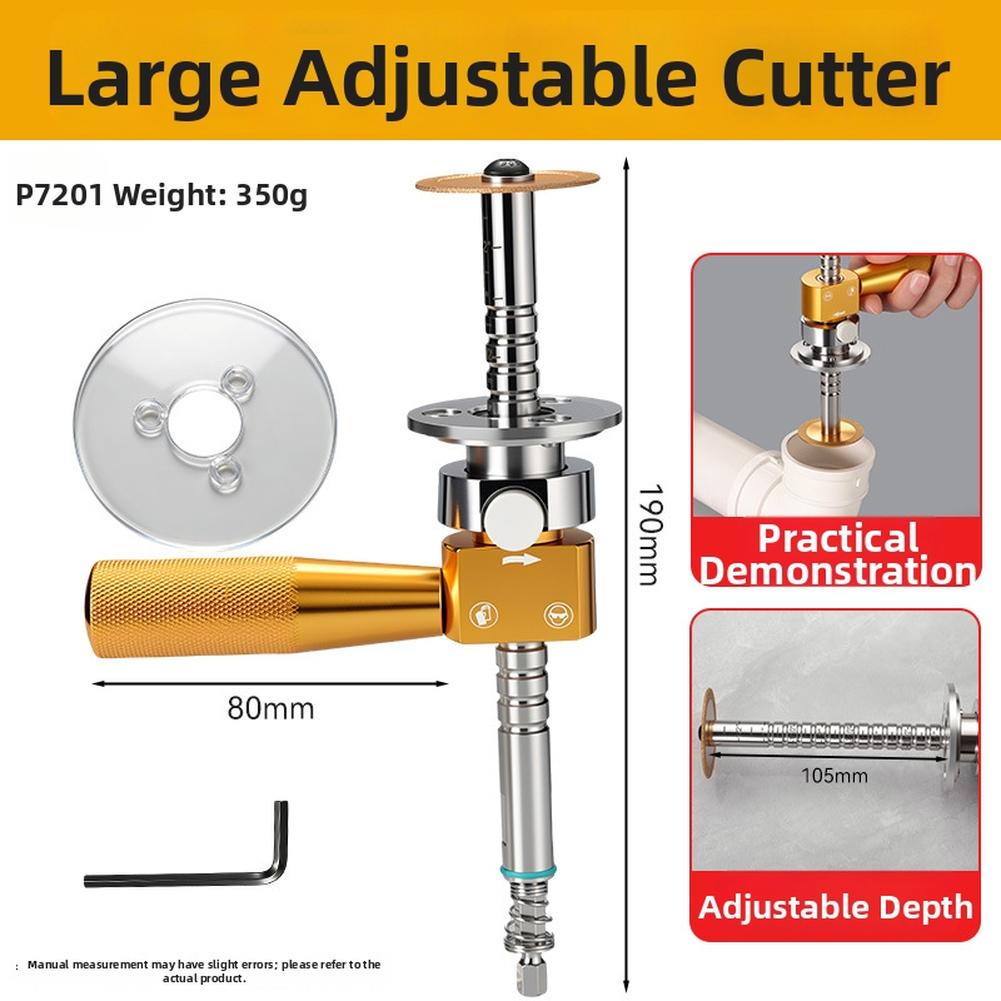 Adjustable Pipe Inner Wall Cutter For 1.5-8 Inch PVC,  Grit Wheel With 7 Inch Depth, 1/4in Hex Shank For Drills