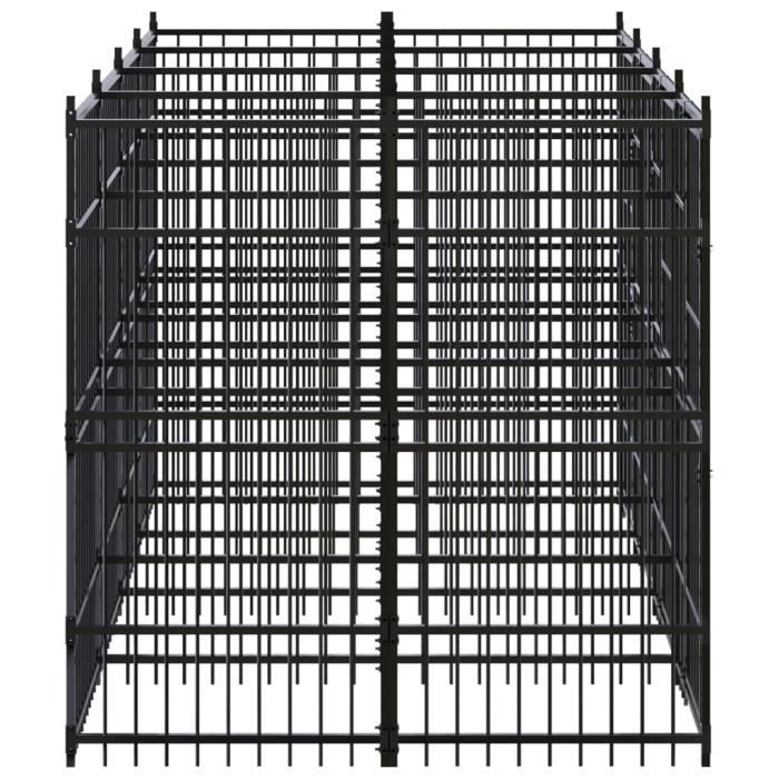VidaXL Chenil d'extérieur pour chiens Acier 7,37 m², Noir