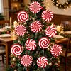 Reusable Outdoor Christmas Ornaments 12Pcs Candy Yard Stakes, Hollow Board Garden Decor with Metal Spikes, Easy Install Lawn Signs Red White Green for