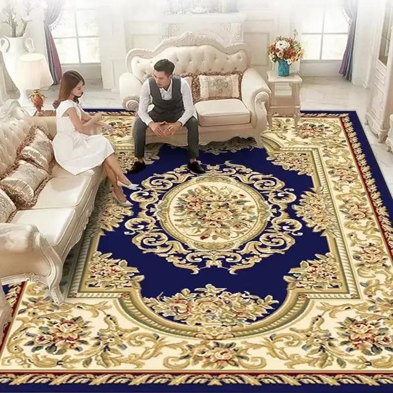 European Style Home Decoration Rugs Living Room Retro Flower Carpet Hall Sofa Large Area Rug Non-slip Room Doorway Soft Foot Mat