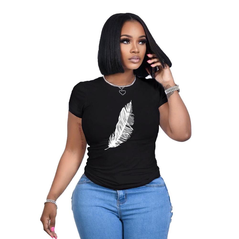 

Женский топ с коротким рукавом в европейском и американском стиле - Повседневный, Удобный, Стильный L чёрный