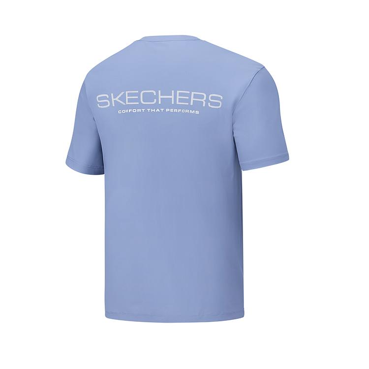 Skechers Casual Sports Fashion Quick-Dry Cool Simple Versatile Short Sleeve T-Shirt Men tops Storm-Blue P225M021-02N8