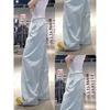 Women's High Waist Cargo Pants Wide Leg Pants Loose Fit Japanese Casual Solid Nylon Quick Dry Three Length Sports Trousers