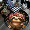 Sloth Round Area Rug,Carpet Rug for Living Room Bedroom Sofa Playroom Decor,Non-slip Floor Mat