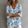 Women V Neck Vintage Floral Print Loose Fit Short Sleeve T Shirt Lightweight Breathable Soft Fabric Casual Top