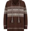 JZ Anancoe Women's Retro Fair Isle 100% Wool Hooded Sweater