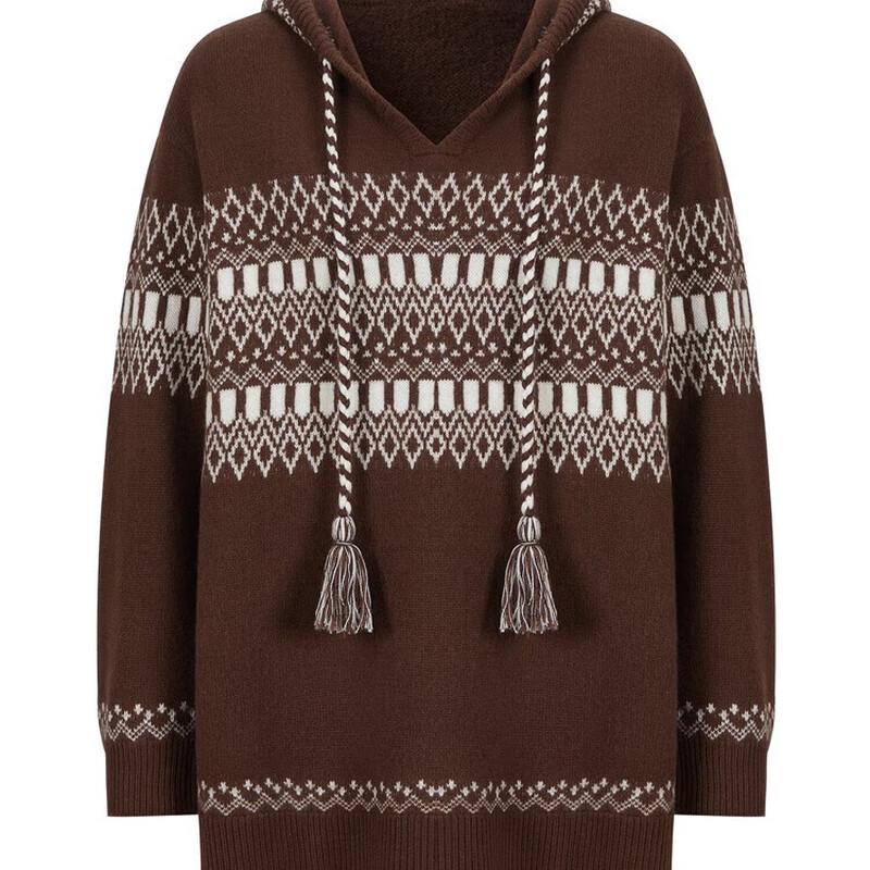 JUZI Annaco Women's Fair Isle Wool Hooded Sweater