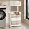 Movable Laundry Cart Lightweight Storage Trolley for Bathroom Office Kitchen Separated Dirty Clothes Organizer Laundry Cart