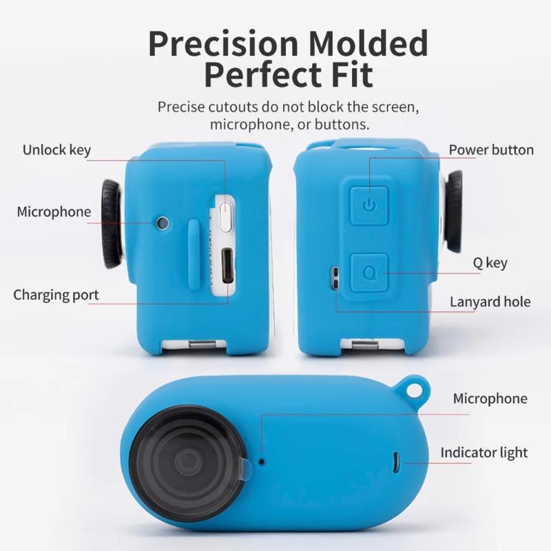 Flexible Silicone Protective Case For 360 GO3 Action Camera Includes Lens Cap And Slip Proof Lanyard Full Set For Outdoor