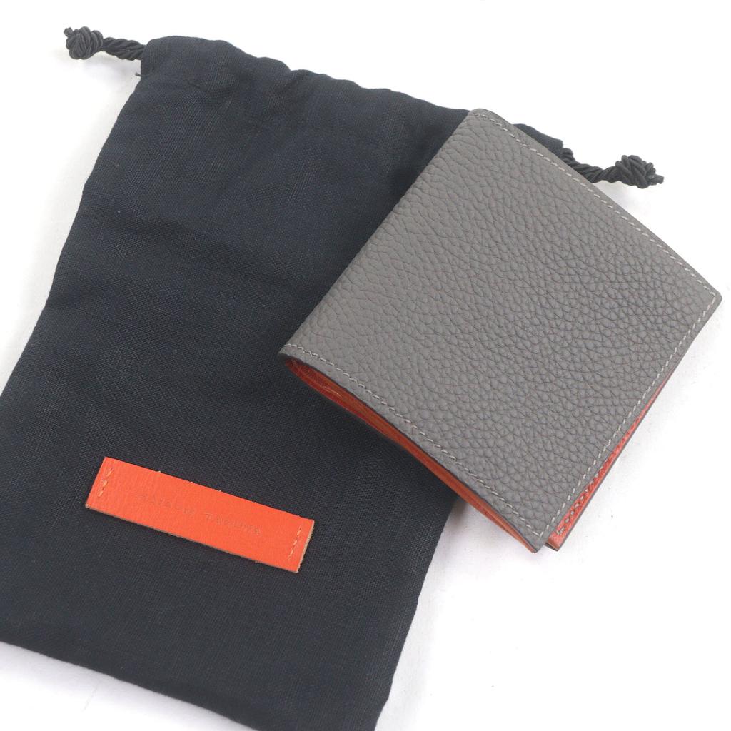 Excellent MAISON TAKUYA Bifold Wallet Compact wallet Charcoal Orange Used