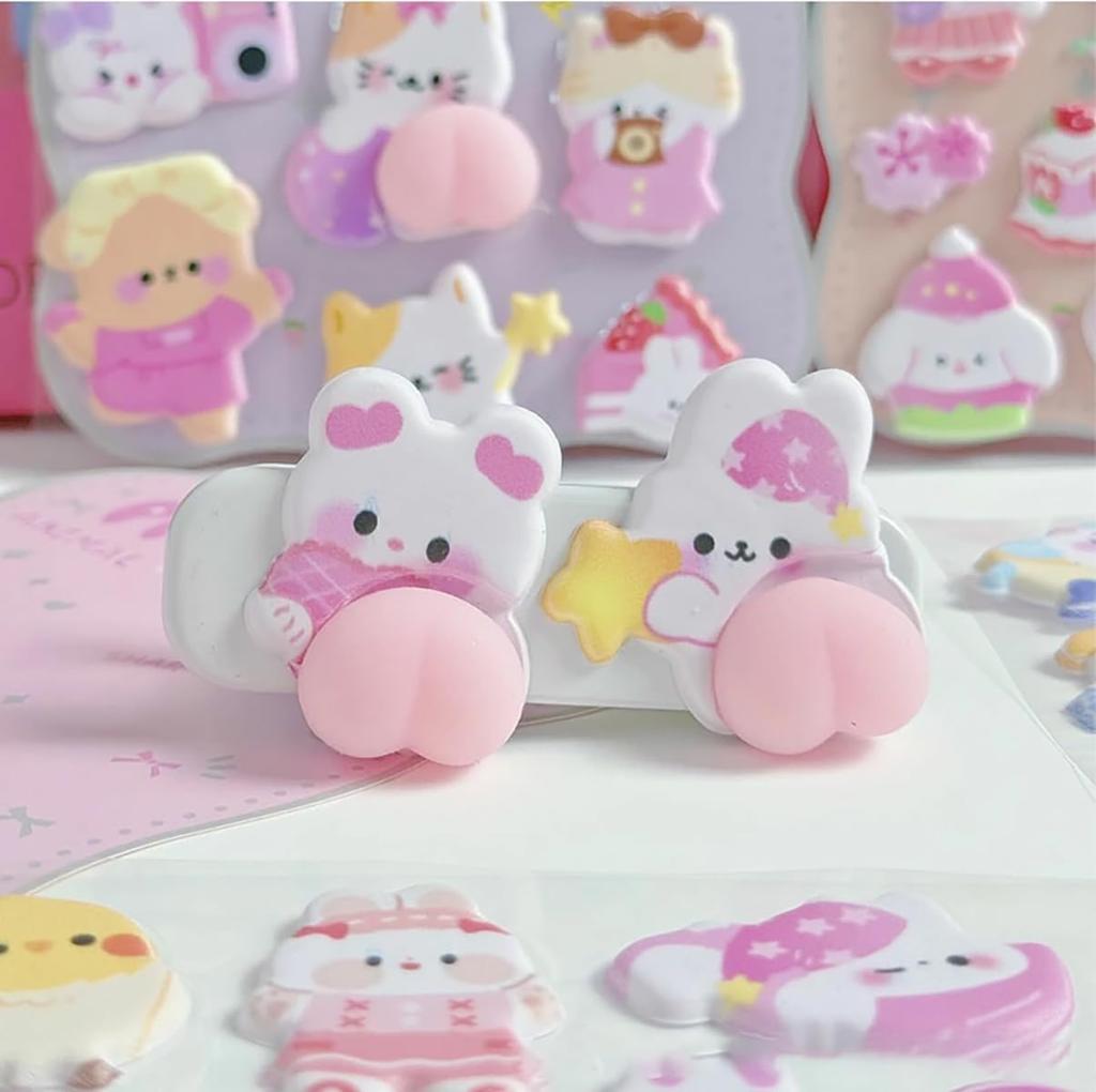 Set of Pukupuku Squishy Butt 3D Stickers for Cute 3D Pukupuku 3D Reward Reward Stickers for for Water 3D Raised Relief Cute Diary and Notebook