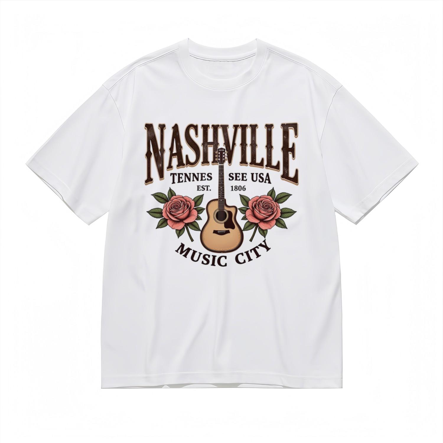 Men s Trend Soft Breathable Classic T-Shirt Mens Womens Tees Top Rose Guitar Americana Design Tee USA 4XL