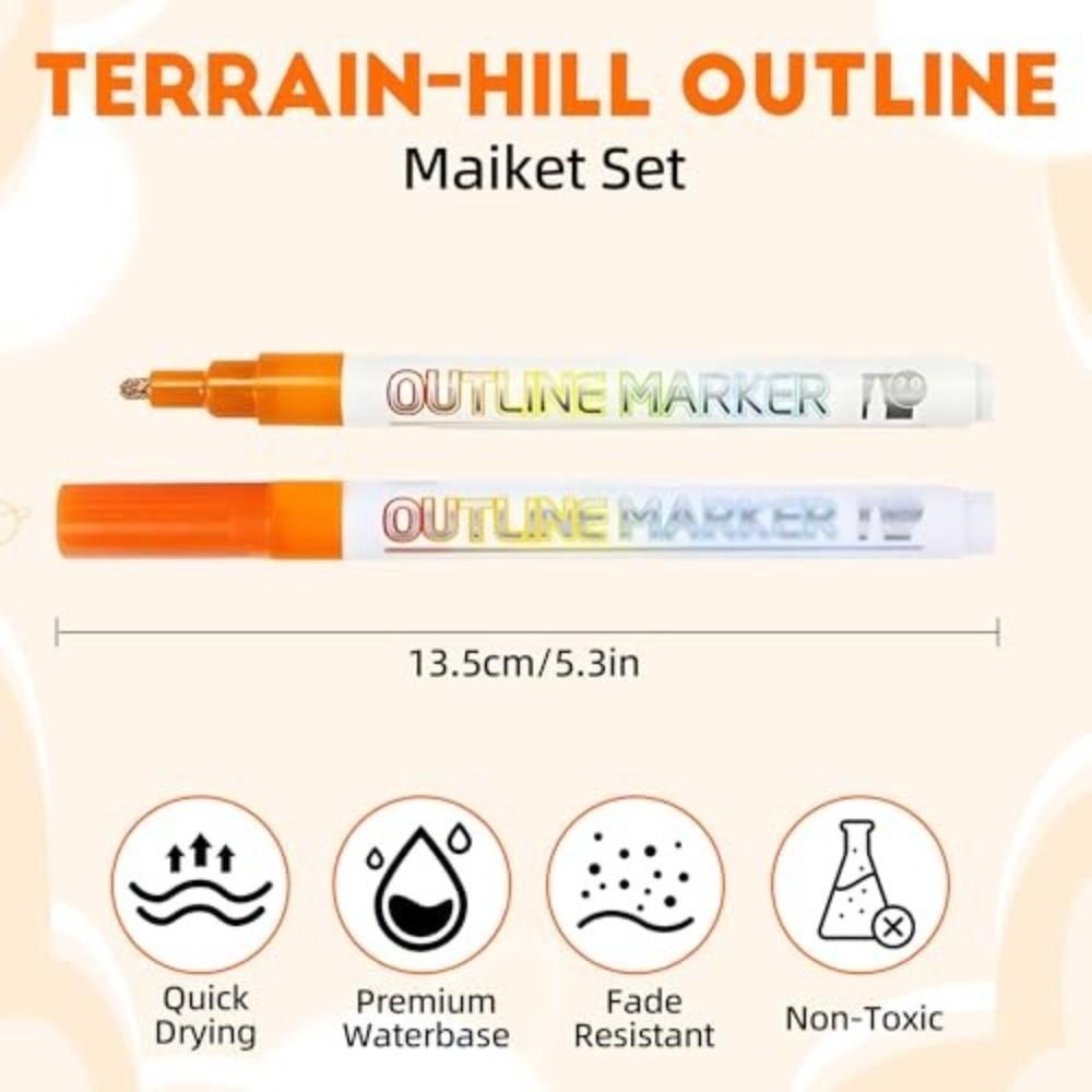 Multicolour Marker Pen Double Line Metallic Paint Marker New Outline Marker Set  for Girls Teens