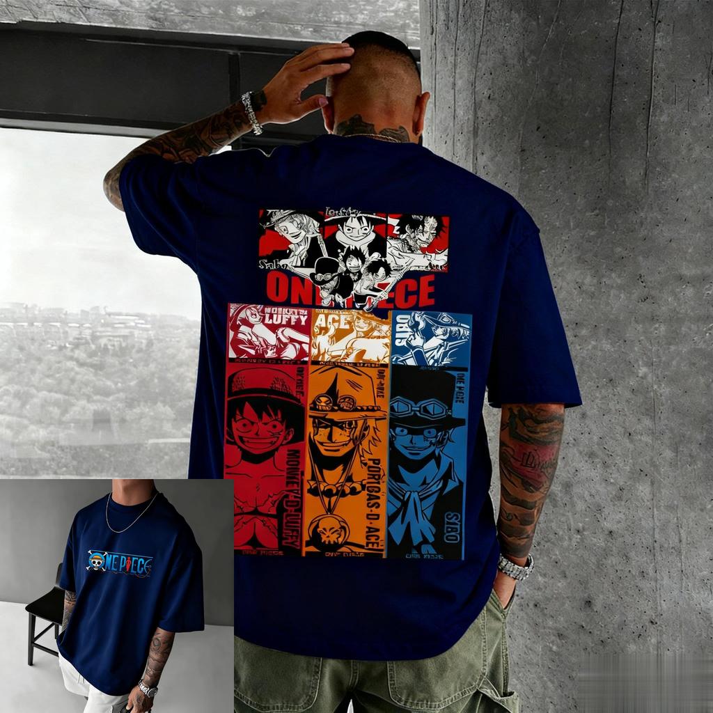 T-shirt Graphique One Piece Oversize Anime Hommes Femmes Manches Courtes T-shirt Imprimé Cartoon Luffy Zoro Nami Chopper Été Décontracté Y2k Top