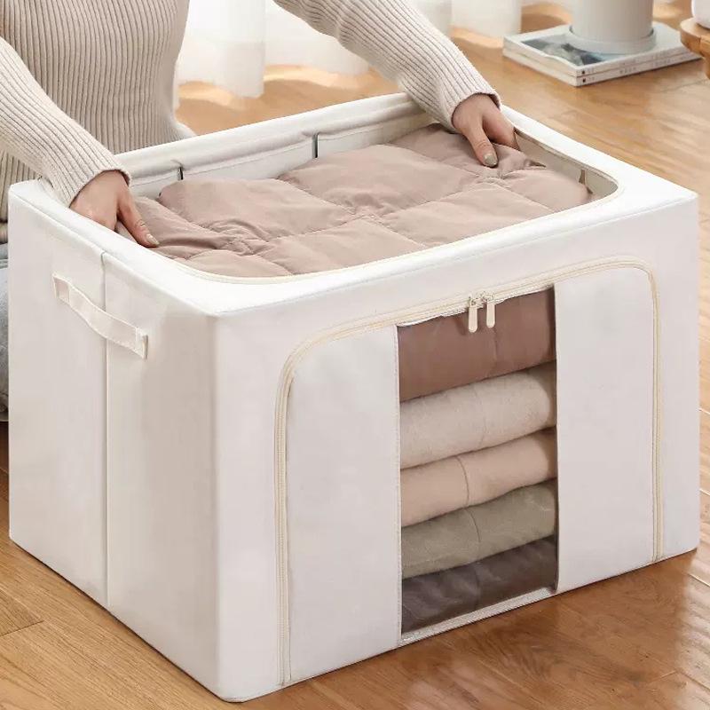 Large Fabric Canvas Folding Storage Bin for Clothes and Wardrobe Organization