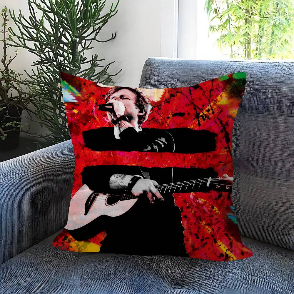 Pop Singer E-Ed S-Sheeran Play Double-Sided Printed Pillow Cover Short Plush Suitable Living Rooms Bedrooms Throw Cushion Cover