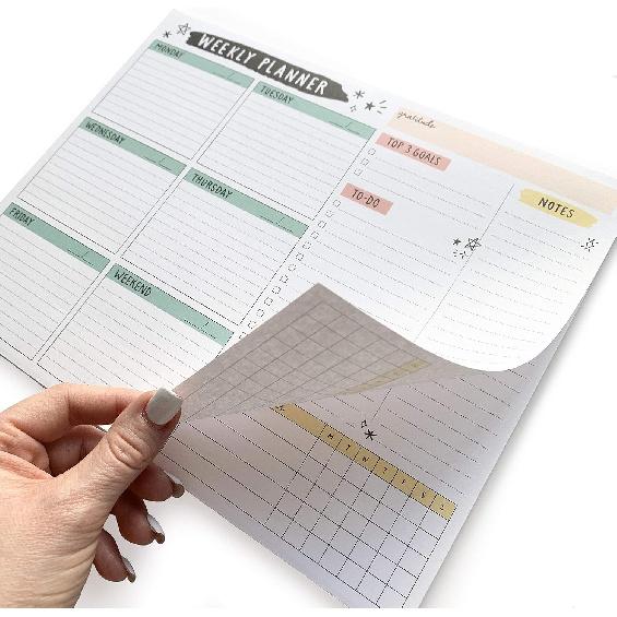 Weekly Planner Pad, 52 Letter Size Tear Off Sheets, 8.5” x 11” Undated Calendar Weekly Desk Planner Notepad, Daily Schedule Priorities To Do List