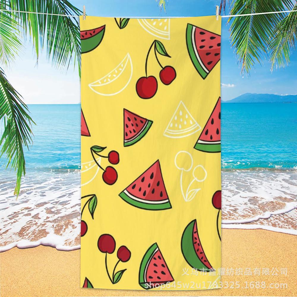 Cartoon Watermelon Beach Towel, Super Fine Fiber Printed Striped Beach Scarf, Children s Swimming Bath Towel Face Towel 50x100cm