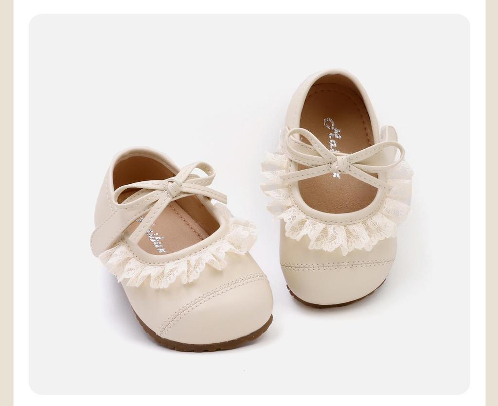 Spring Soft Leather Toddler Shoes with Lace & Butterfly Knot - Princess Style for Baby Girls