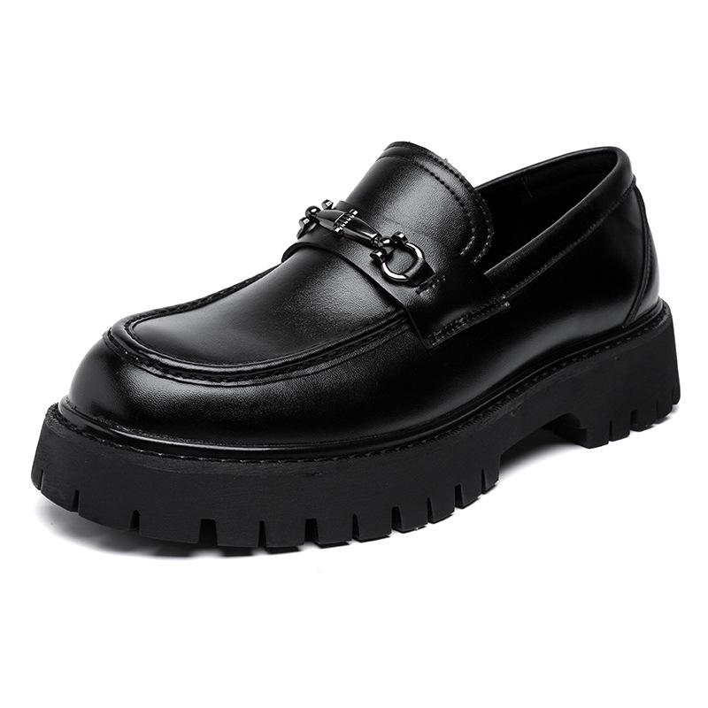 Men's Cross-Border Thick-Soled Leather Loafers - Big Toe Slip-On, Plus Size, Fashion Platform Shoes