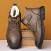 Martin Boots Fleece Thickened Thermal Cotton Shoes Winter Casual High Top Cotton Leather Shoes Mid-outdoor Snow Boots
