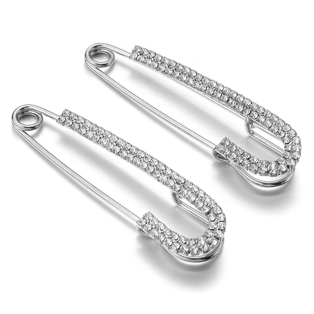 2pcs/lot Alloy Rhinestone Brooches Gold Silver Color Fixed Pins Brooch For Women Dress Safety Pin Brooches DIY Jewelry Making