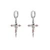 1pcs Retro Dark Star Moon Star Diamond Piercing Earrings Black and White Women's Niche Design Personalized Fashion Decoration