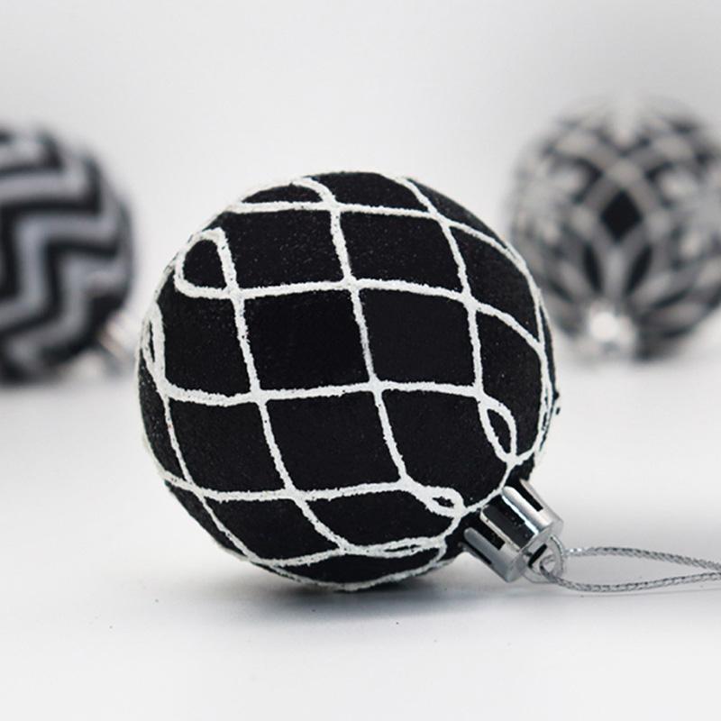 6 stk/eske Runde Svarte og Hvite Juletrepynt Hjemmedekor Fest Høytid Håndmalte Kuler