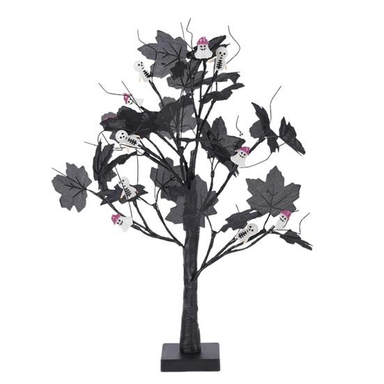 24 Inches Halloween Tree with Light LED Glowing Tree with Ghost/Pimpkin/Eyeball Light for Indoor Home Table Decor