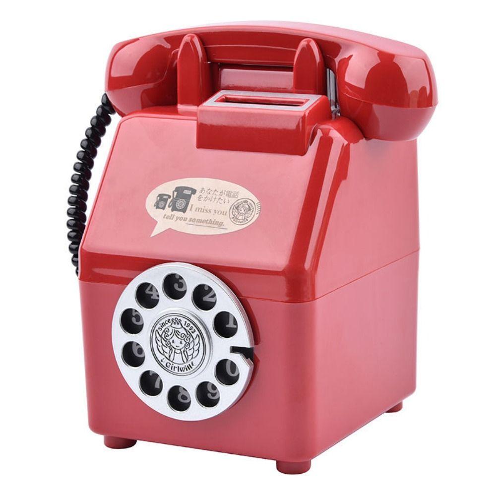 Cartoon Plastic Telephone Model Mini Money Box Ornaments Telephone Piggy Bank  Children's Toy