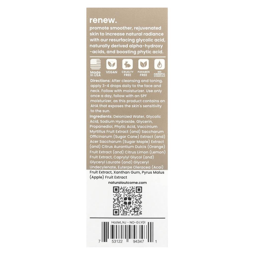 Glycolic, Renewal Serum, Fragrance Free, 30Ml(1Oz)