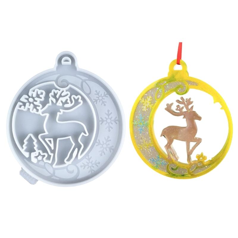 

Силиконовая форма для круглого кулона, форма для украшения в виде рождественской елки и оленя, аксессуары для изготовления ювелирных изделий для любителей рукоделия 1