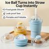 2026New Portable Foldable Ice Ball Cup With Built-In Straw Food-Grade Silicone Ice Maker Mold Summer Outdoor Travel Tumbler