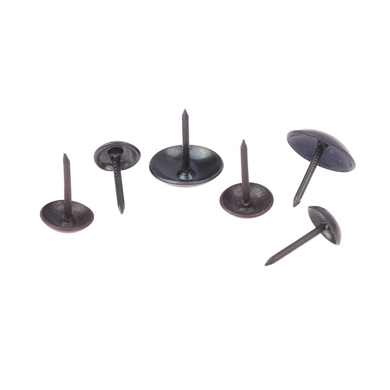 100Pcs Black Round Head Metal Pushpins Upholstery Nails Vintage Tacks Stud Decor