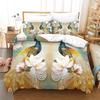 Peacock Duvet Cover Exotic Birds Animals Quilt Cover Polyester Feather Butterfly Flowers Bedding Set 2/3Pcs King For Girls Teens