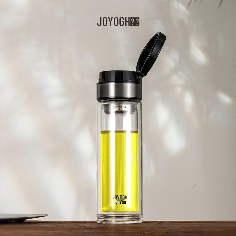JOYOGH Double-Layer Borosilicate Glass Tea Cup with Infuser