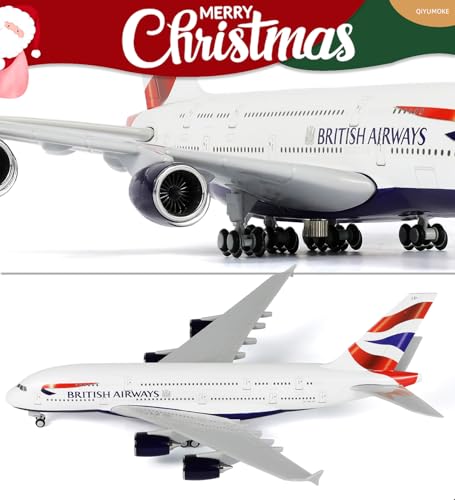 QIYUMOKE 1/240 Scale A380 British Airways Model Kit (30cm Long) - Airbus A380 Resin Airplane Model with Display Stand, Aviation Gift and Display Decor