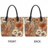  Floral Print Canvas Tote Bag Large Capacity Handbag for Daily Shopping Travel Casual Portable Women Shoulder Bag