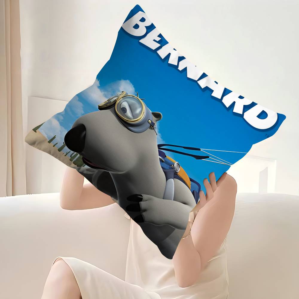

Bernard Bear Pillow Covers Cartoon Sofa Decorative Home Doublesided Printing Short Plush Cute Cushion Cover 30X30cm