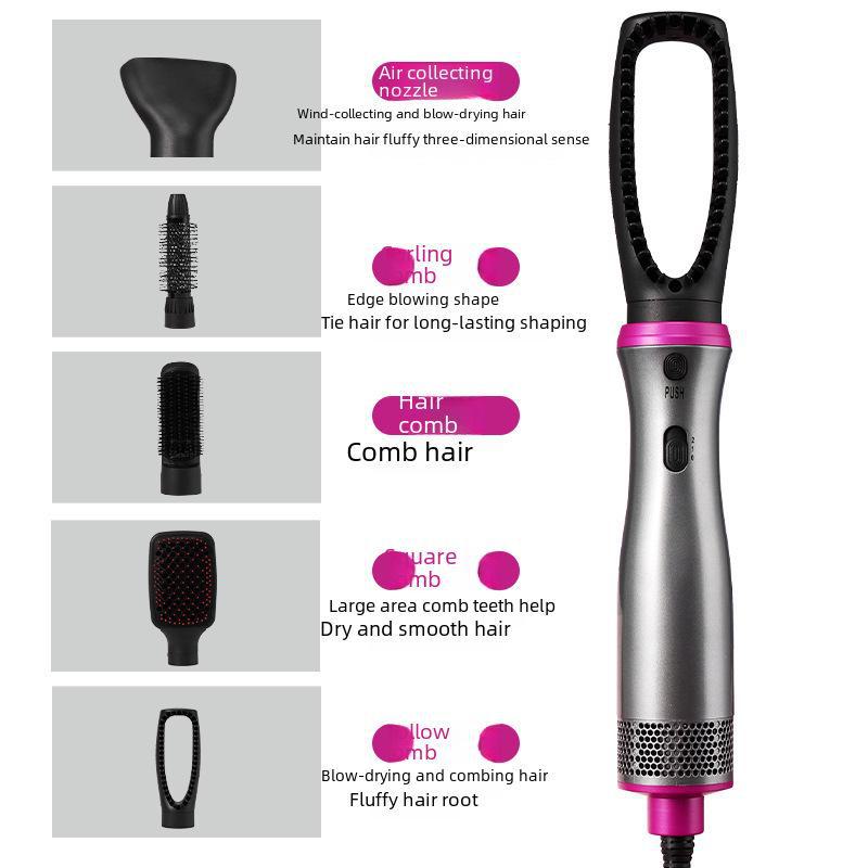 Cross-Border 5-in-1 Multifunctional Hot Air Comb Set: Curling & Straightening Ceramic Hair Styler