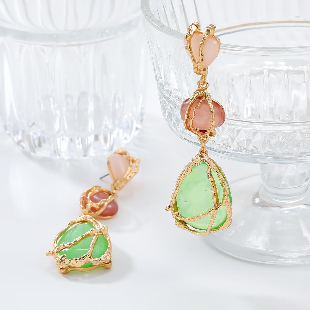 Bohemian Women Earrings Resin Vintage Geometry Piercing Hoop Jewelry Accessories