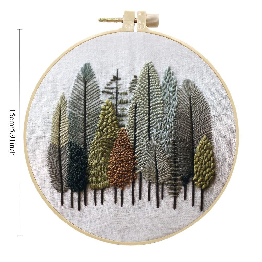 1pc Forest Landscape Embroidery DIY Fabric Craft Kit with Tools