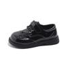 Kids School Uniform Shoes Black Glossy Girls Leather Shoes Retro Hook&loop 2025 New Boys Flat Shoes British Style Soft Sole